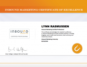 Inbound Marketing Certificate for Lynn Rasmussen